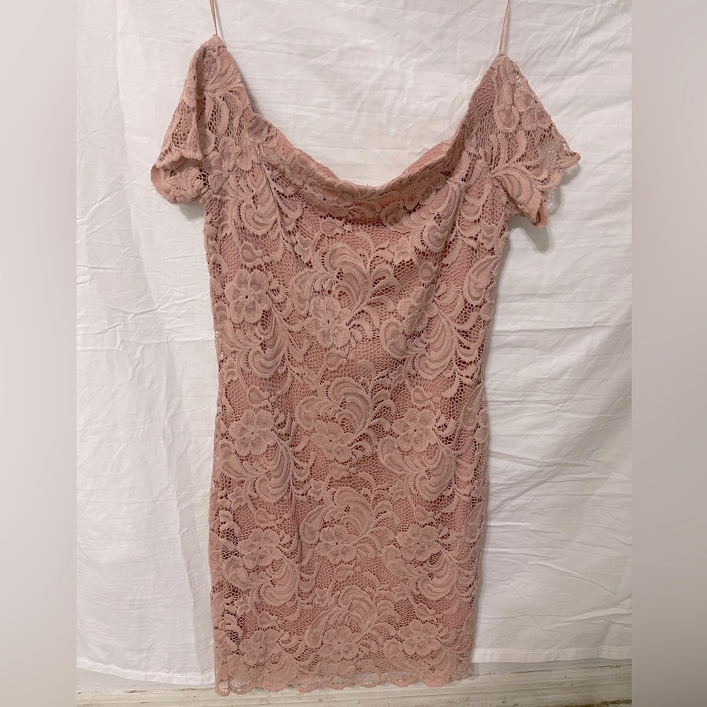 Lace Blush Pink Cocktail Dress